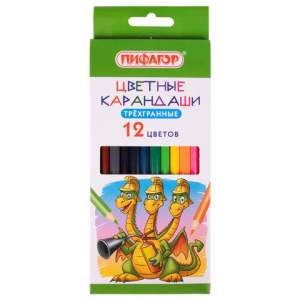 Карандаши цветные 12цв. ПИФАГОР 